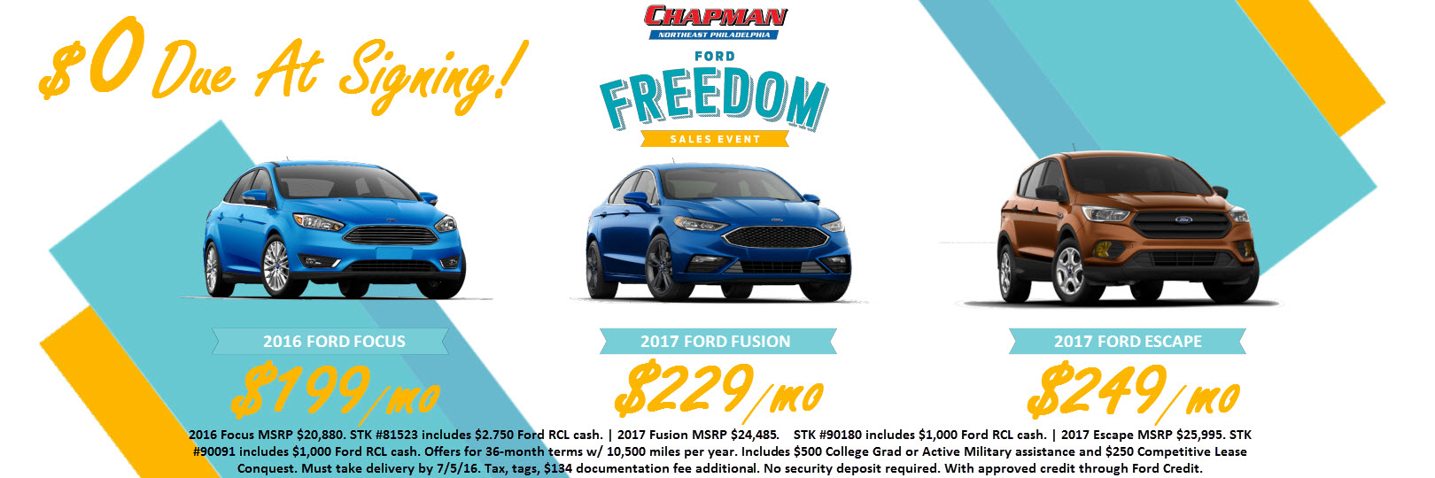 Sample banner made for Chapman Ford of Philadelphia, matching OEM sale branding.